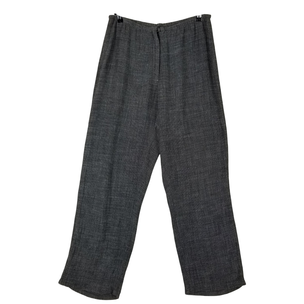 Eileen Fisher Pants Women S Gray Rayon Linen Blend Straight Leg Italian Fabric